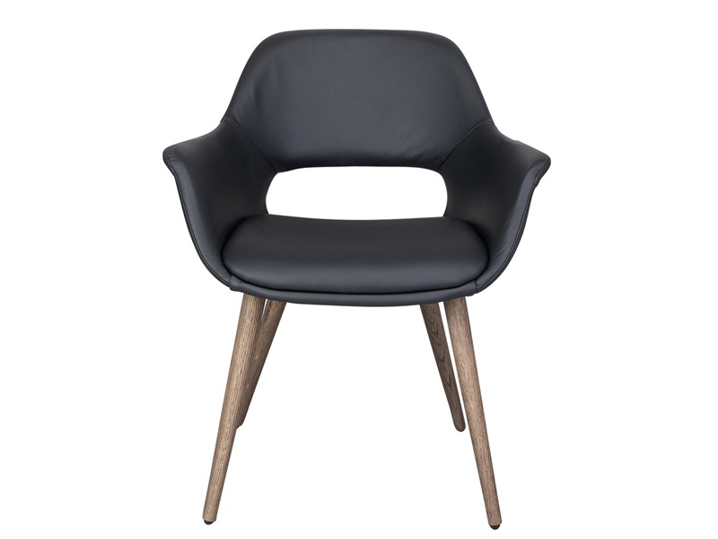 House of Sander Fenja spisebordstol, sort PU med træstel i NATUR